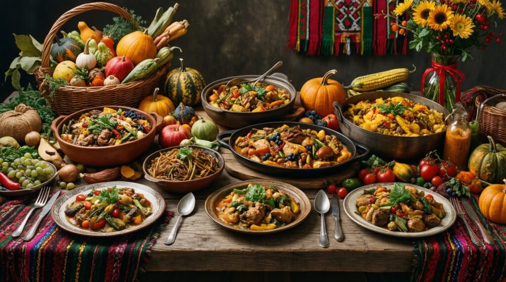 - Кулинарные традиции и застолья народов мира - иллюстрация